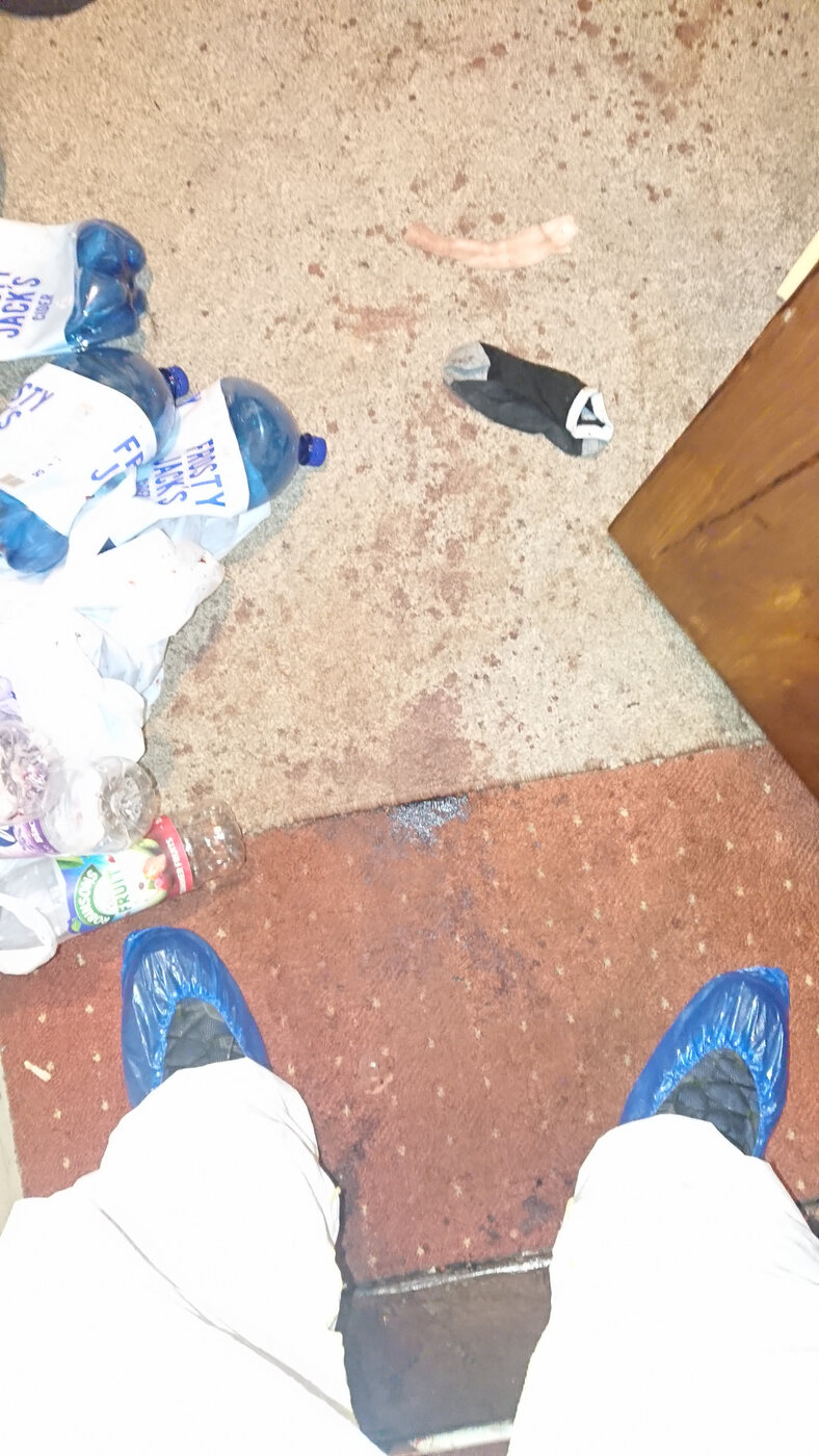 Heavily stained carpet before specialist cleaning by Phoenix