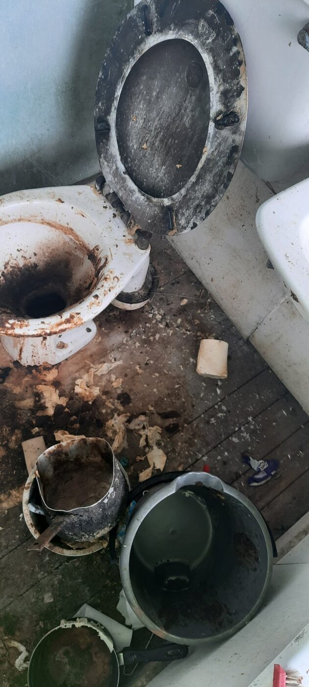 Contaminated toilet requiring specialist gross filth bathroom cleaning