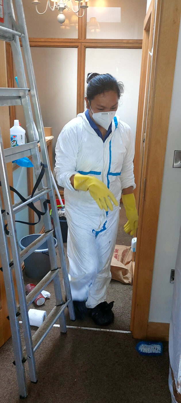 Phoenix extreme cleaner wearing protective equipment during a specialist clearance