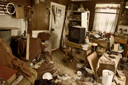 Before gross filth cleaning in Dublin property room