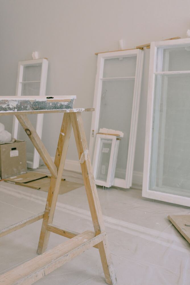 Cleared room undergoing preparation before restoration work