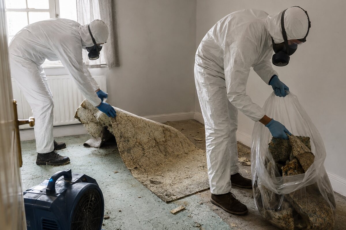 Property interior requiring cleaning after an unattended death